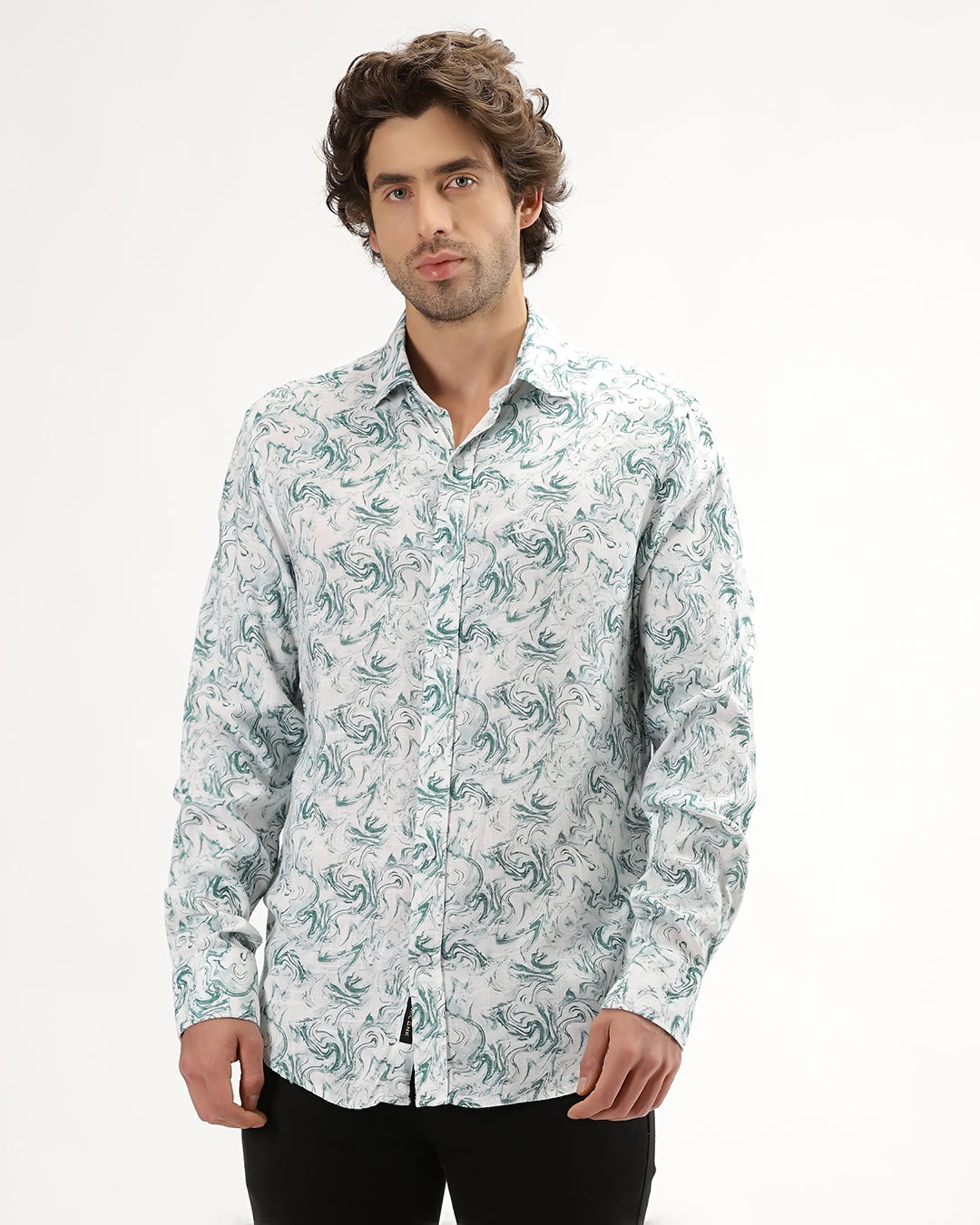 Cirex - Regular Fit Viscose Abstract Print Shirt