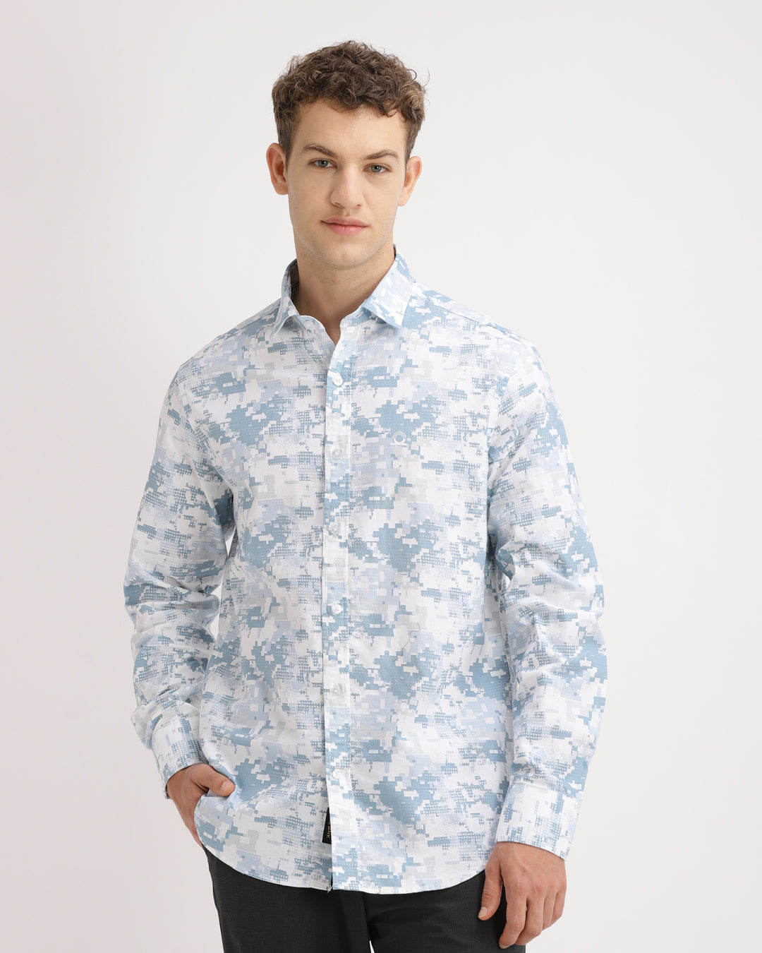 Oxlen - Regular Fit Abstract Print Shirt