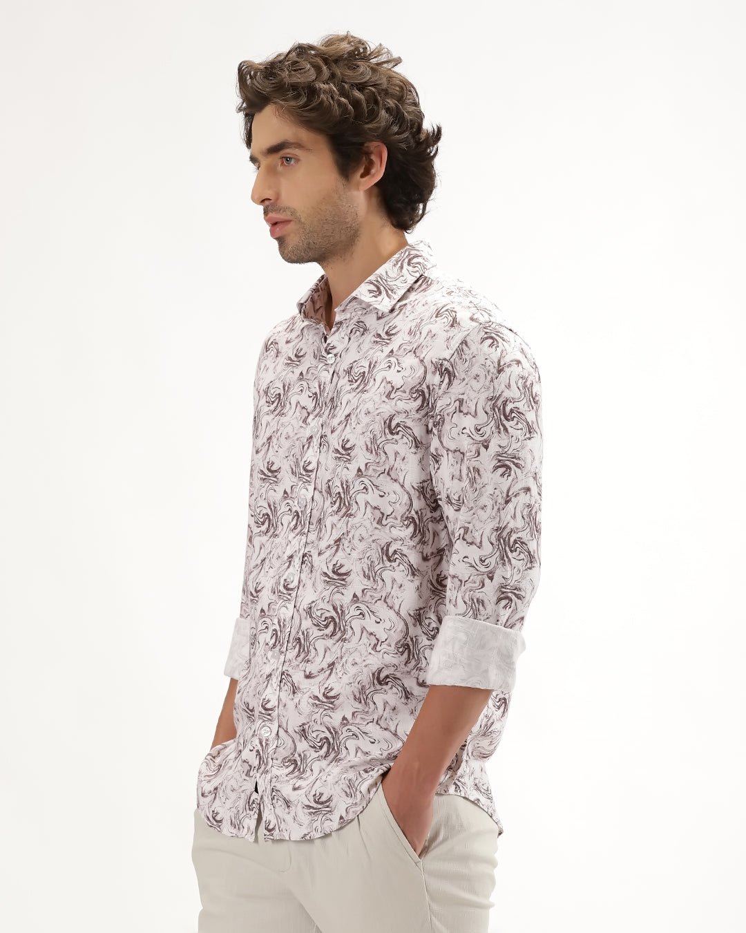 Cirex - Regular Fit Viscose Abstract Print Shirt