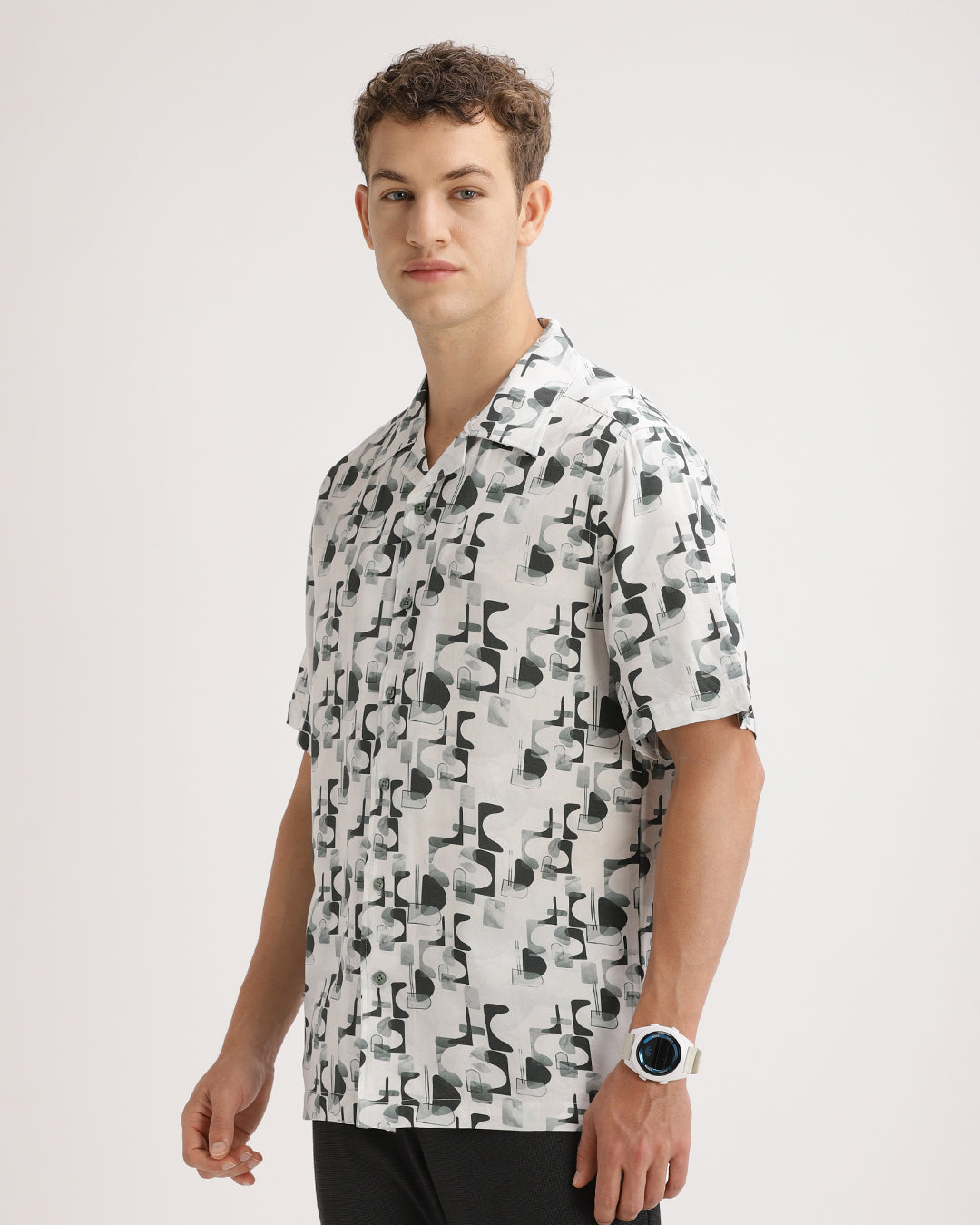 Cirex - Regular Fit Viscose Abstract Print Shirt