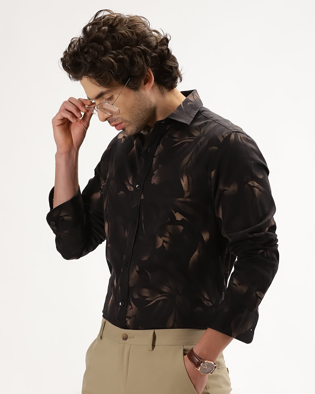 Velin- Regular Fit Satin Floral Print Shirt