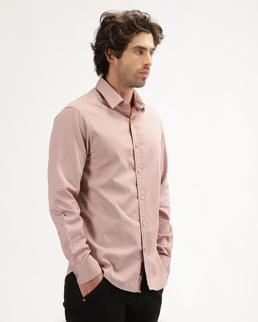 Velin- Regular Fit Satin Geometric Print Shirt