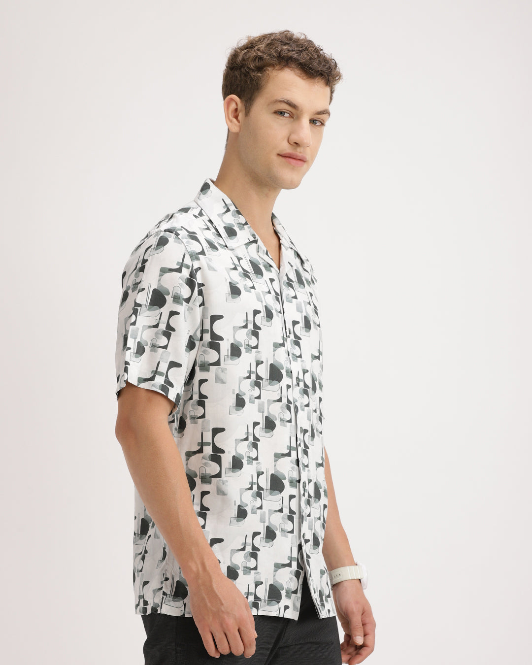Cirex - Regular Fit Viscose Abstract Print Shirt