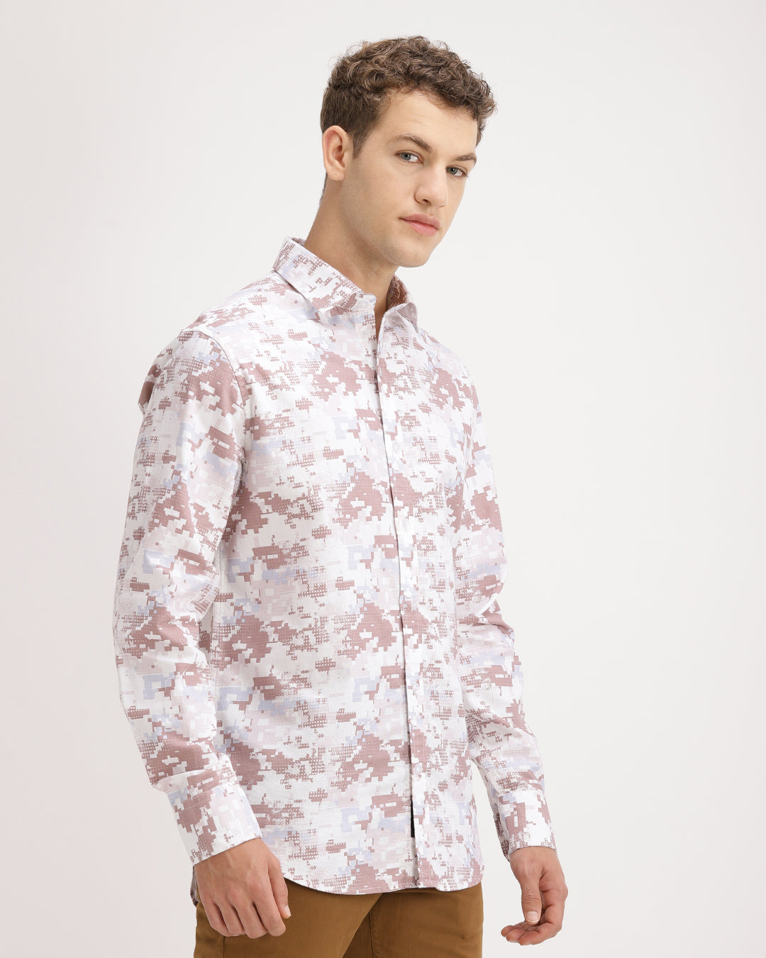 Oxlen - Regular Fit Abstract Print Shirt
