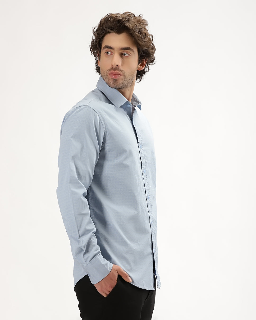 Velin- Regular Fit Satin Geometric Print Shirt