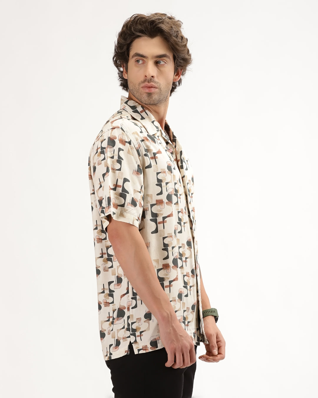 Cirex - Regular Fit Viscose Abstract Print Shirt