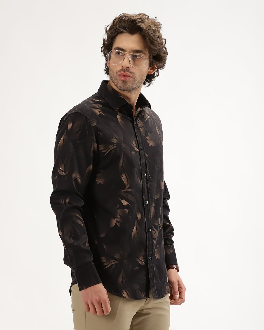Velin- Regular Fit Satin Floral Print Shirt