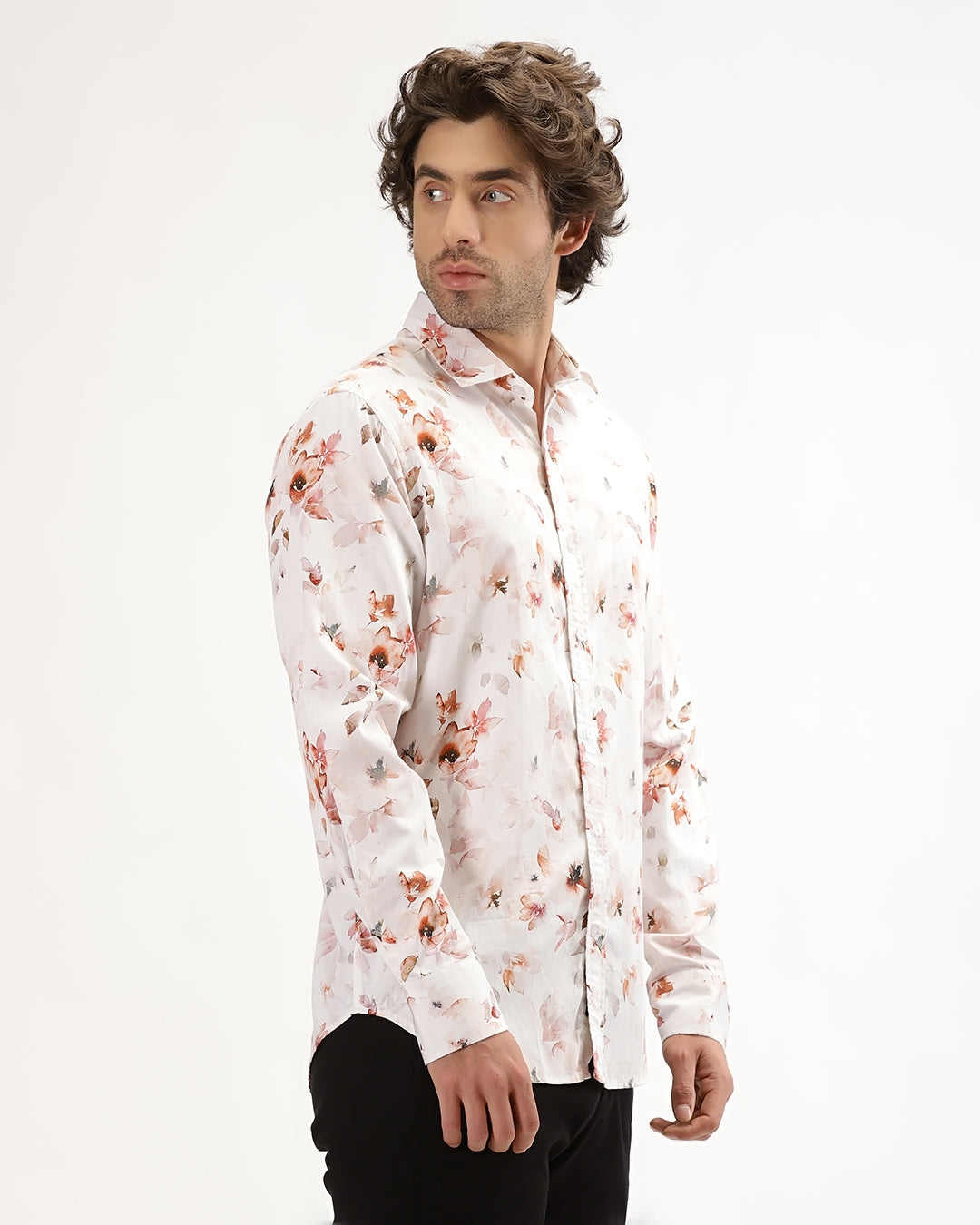 Velin- Regular Fit Satin Floral Print Shirt