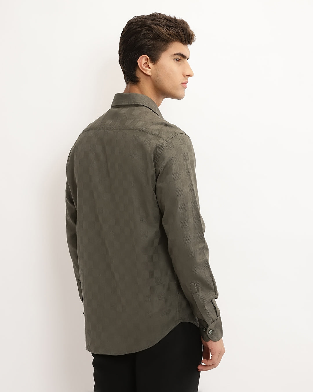 Rivon - Regular Fit Dobby Checked Shirt