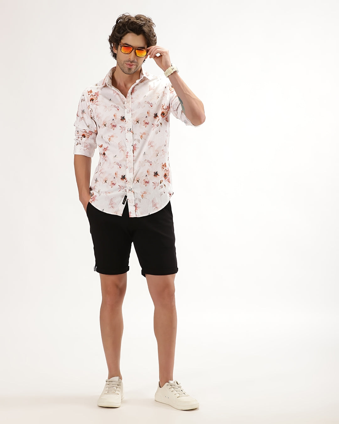 Velin- Regular Fit Satin Floral Print Shirt