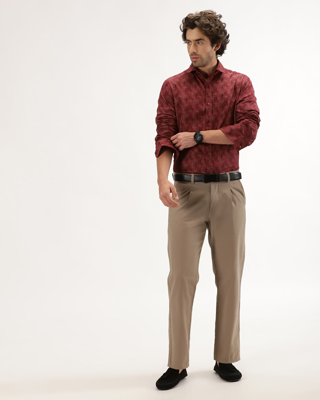 Velin- Regular Fit Satin Abstract Print Shirt