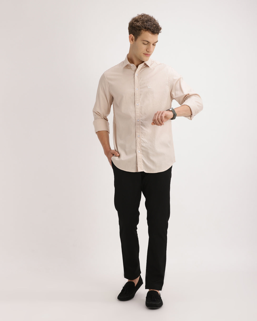 Drixel- Regular Fit Satin Plain Shirt