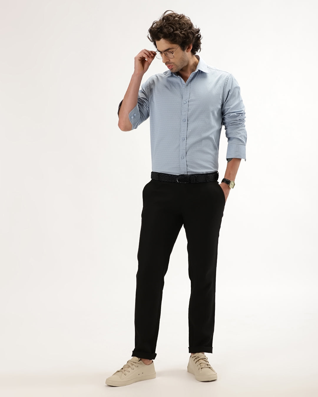 Velin- Regular Fit Satin Geometric Print Shirt