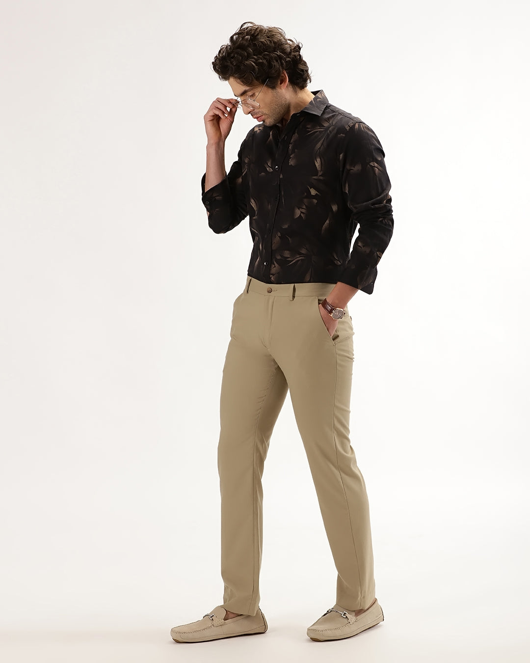 Velin- Regular Fit Satin Floral Print Shirt