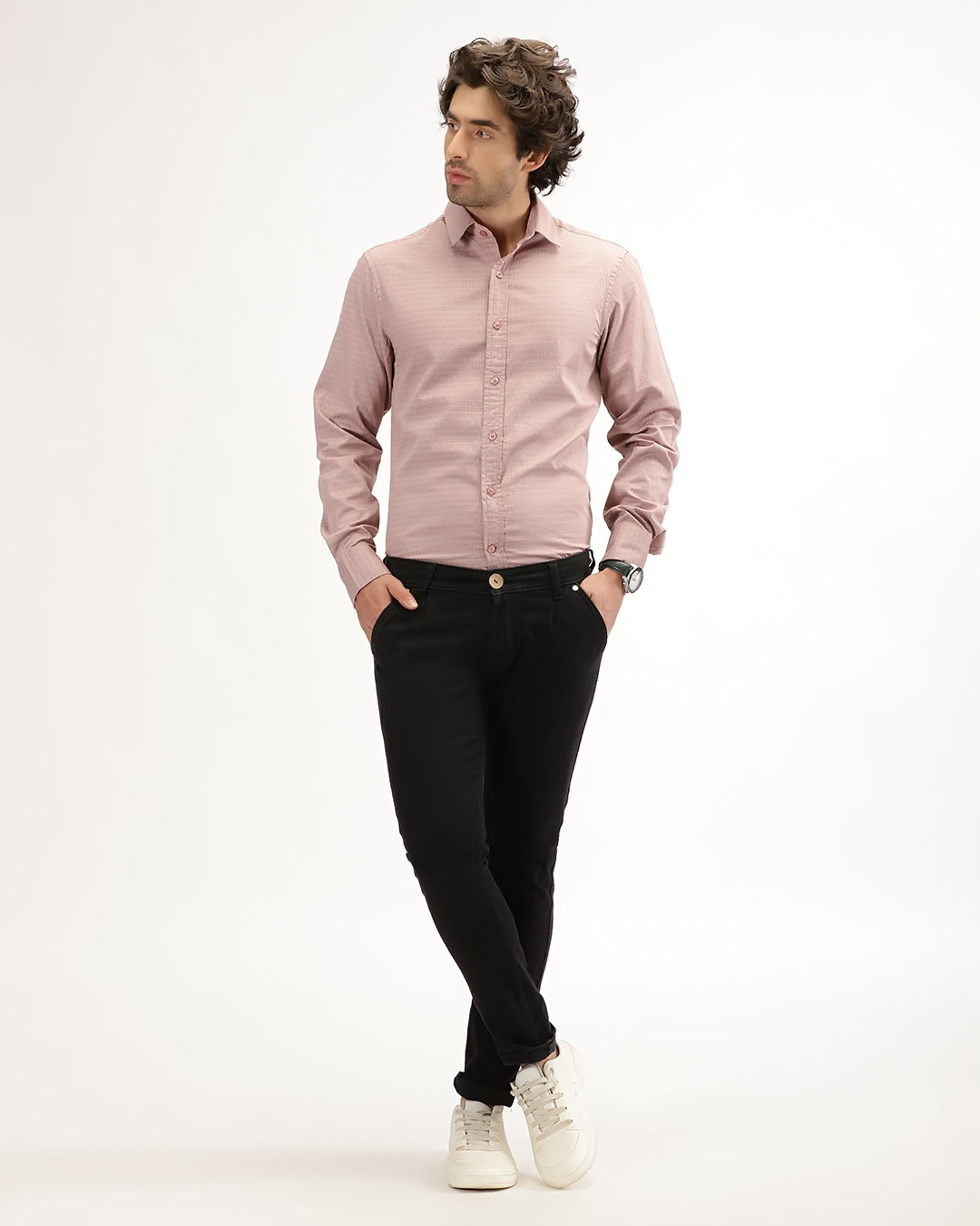 Velin- Regular Fit Satin Geometric Print Shirt