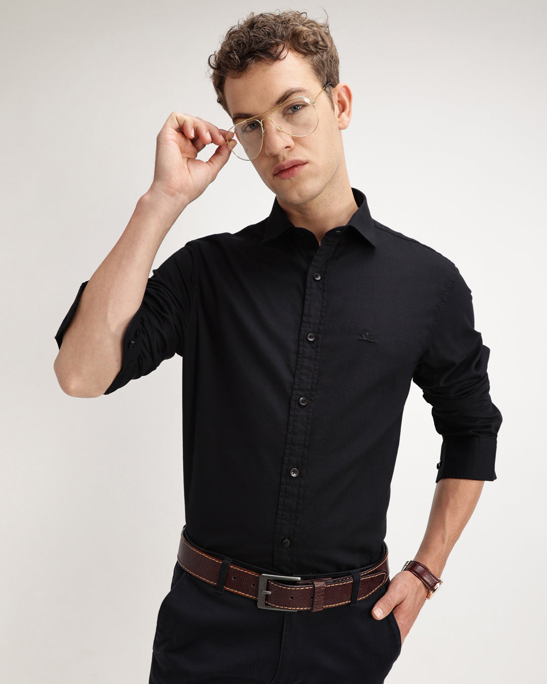 Drixel- Regular Fit Satin Plain Shirt