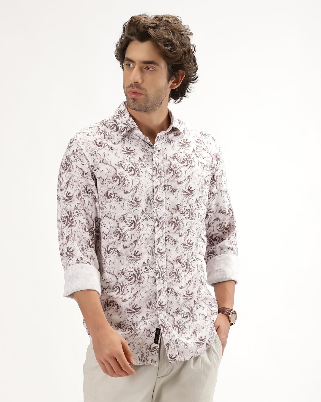 Cirex - Regular Fit Viscose Abstract Print Shirt