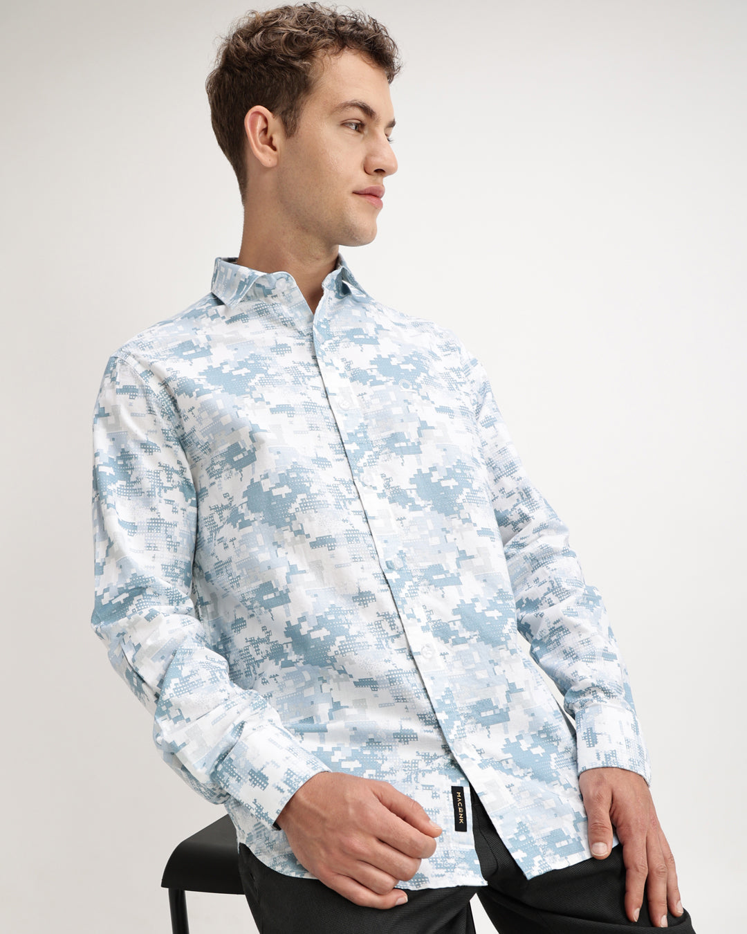 Oxlen - Regular Fit Abstract Print Shirt
