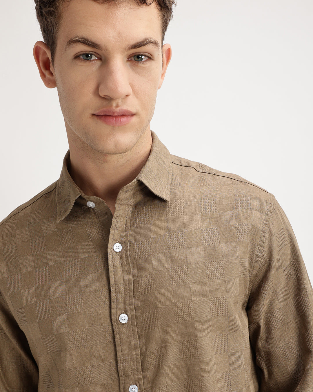 Rivon - Regular Fit Dobby Checked Shirt