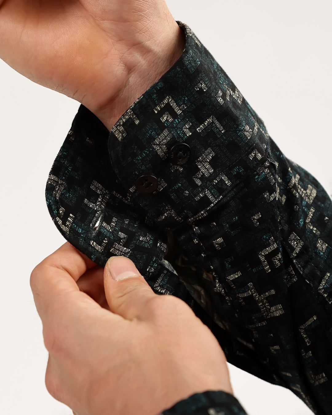 Velin- Regular Fit Satin Geometric Print Shirt