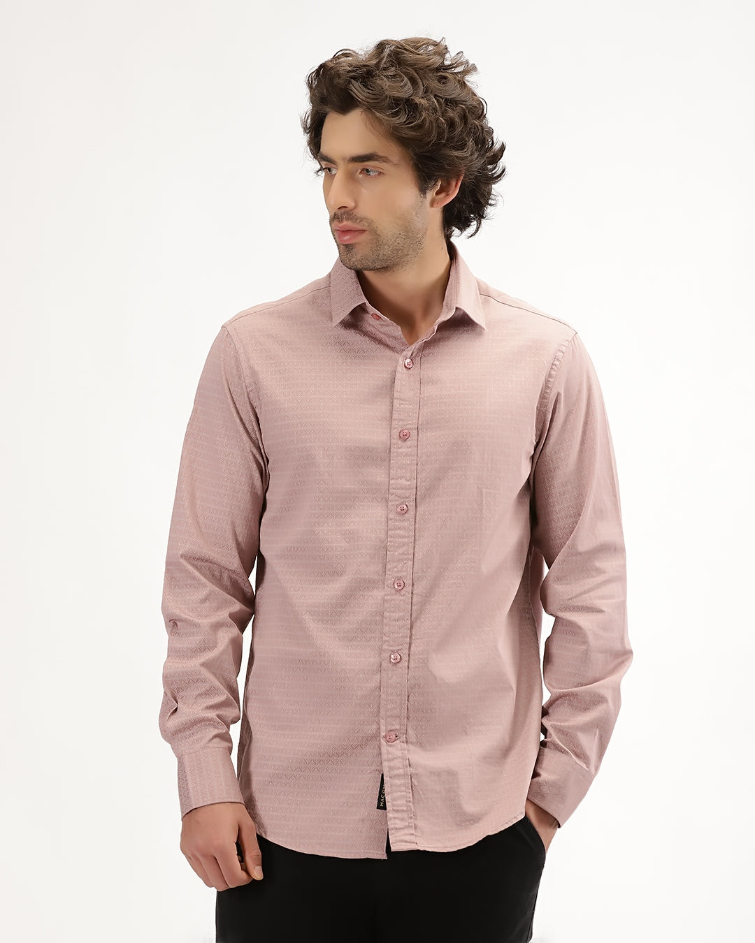 Velin- Regular Fit Satin Geometric Print Shirt