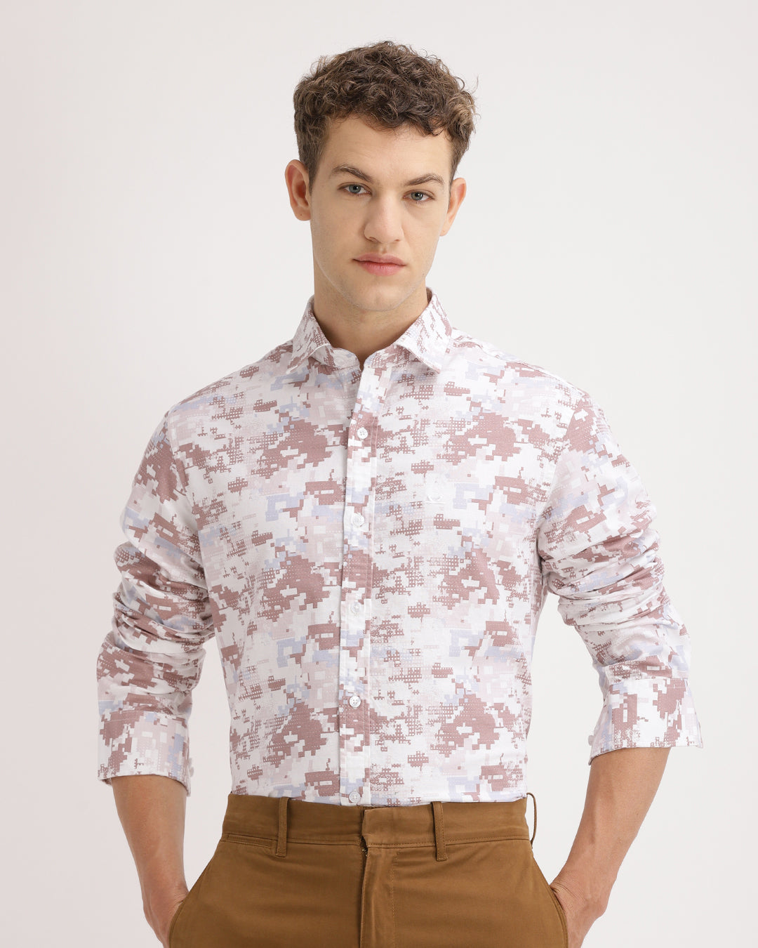Oxlen - Regular Fit Abstract Print Shirt