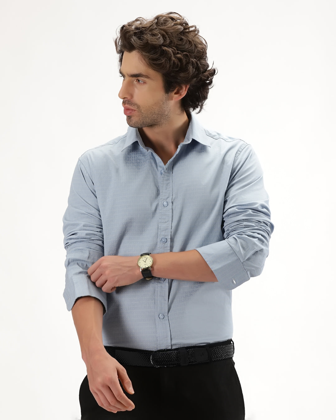 Velin- Regular Fit Satin Geometric Print Shirt