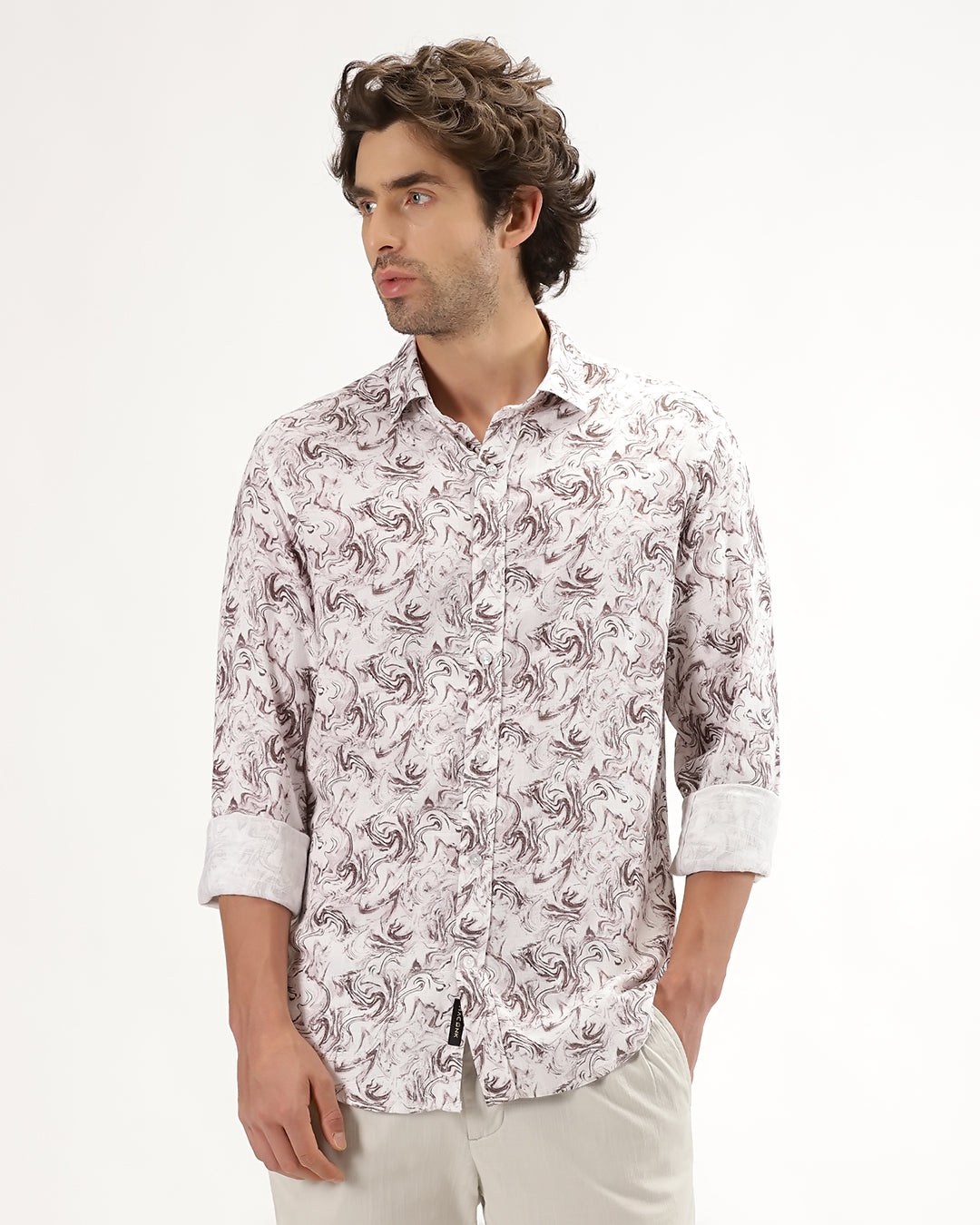 Cirex -  Regular Fit Viscose Abstract Print Shirt