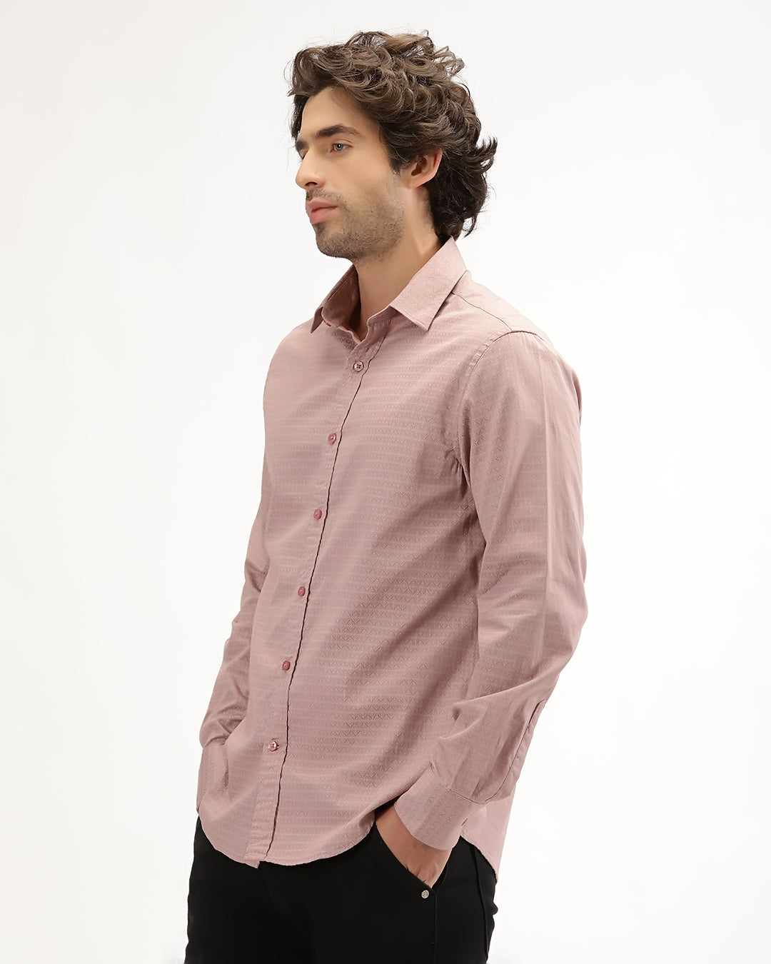 Velin- Regular Fit Satin Geometric Print Shirt