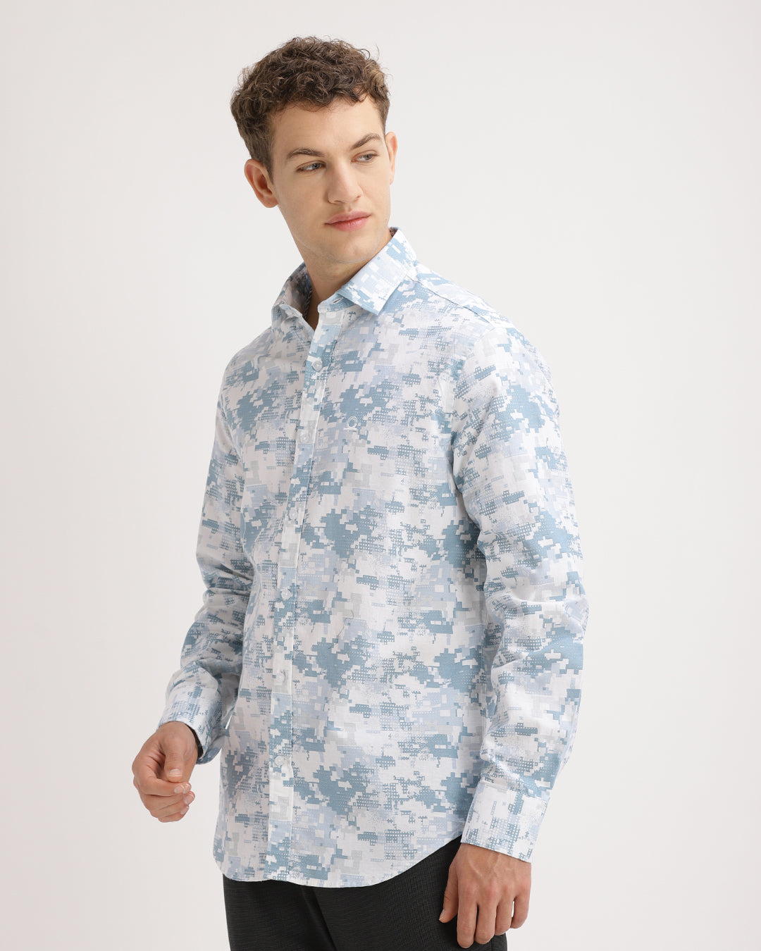 Oxlen - Regular Fit Abstract Print Shirt
