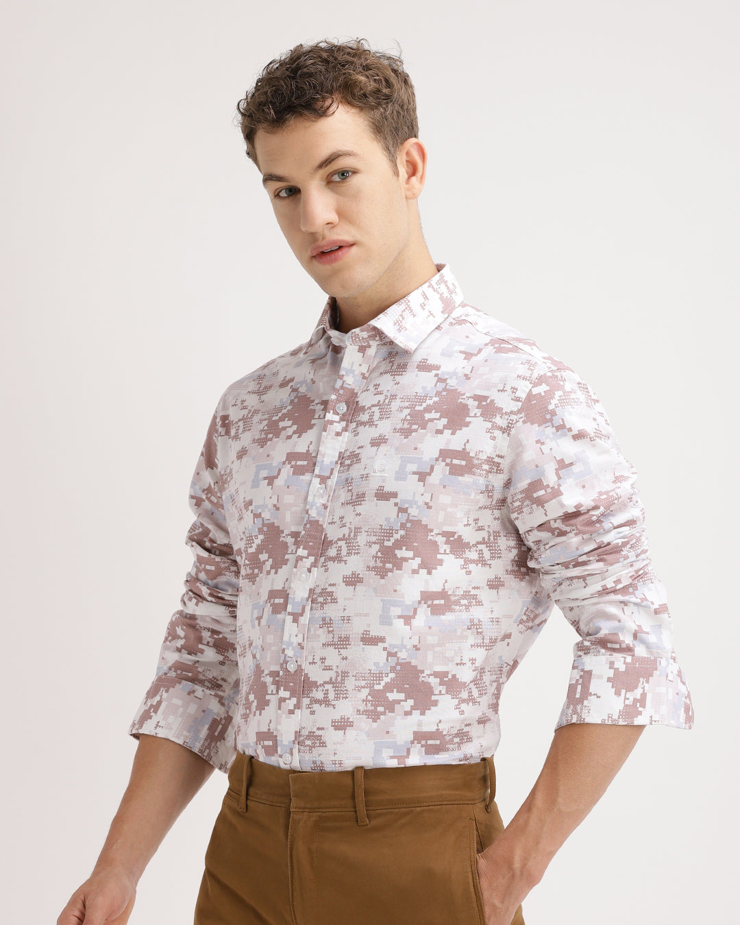 Oxlen - Regular Fit Abstract Print Shirt
