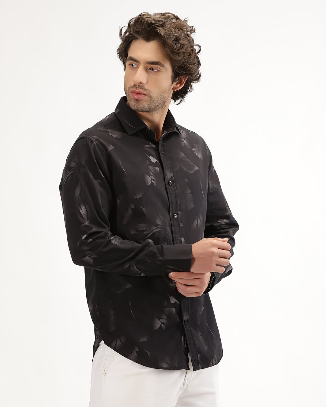 Velin- Regular Fit Satin Floral Print Shirt