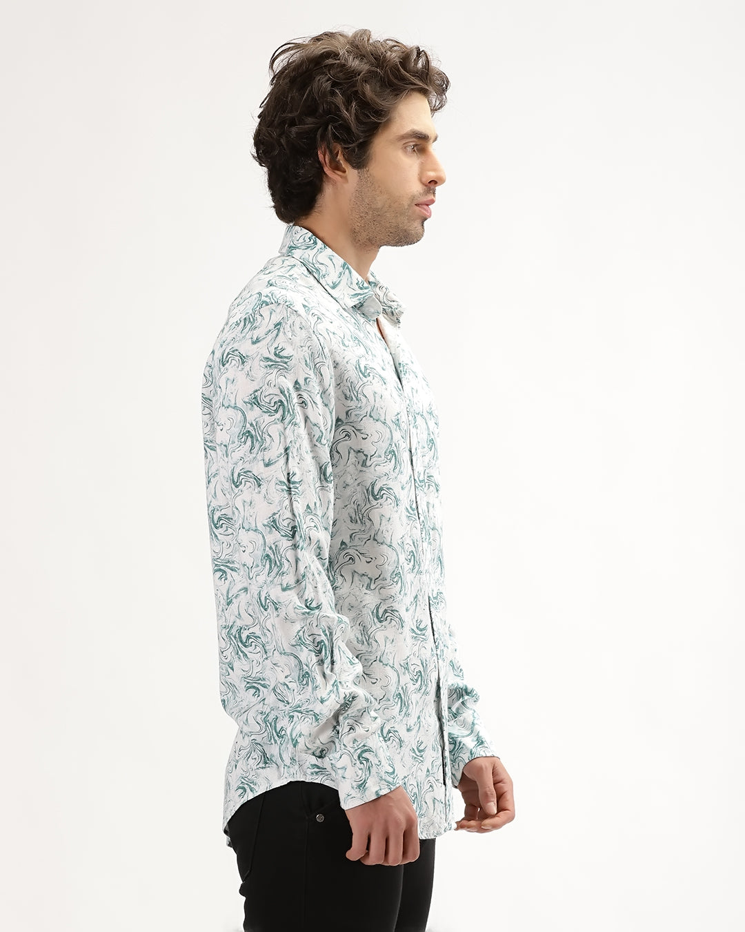 Cirex -  Regular Fit Viscose Abstract Print Shirt