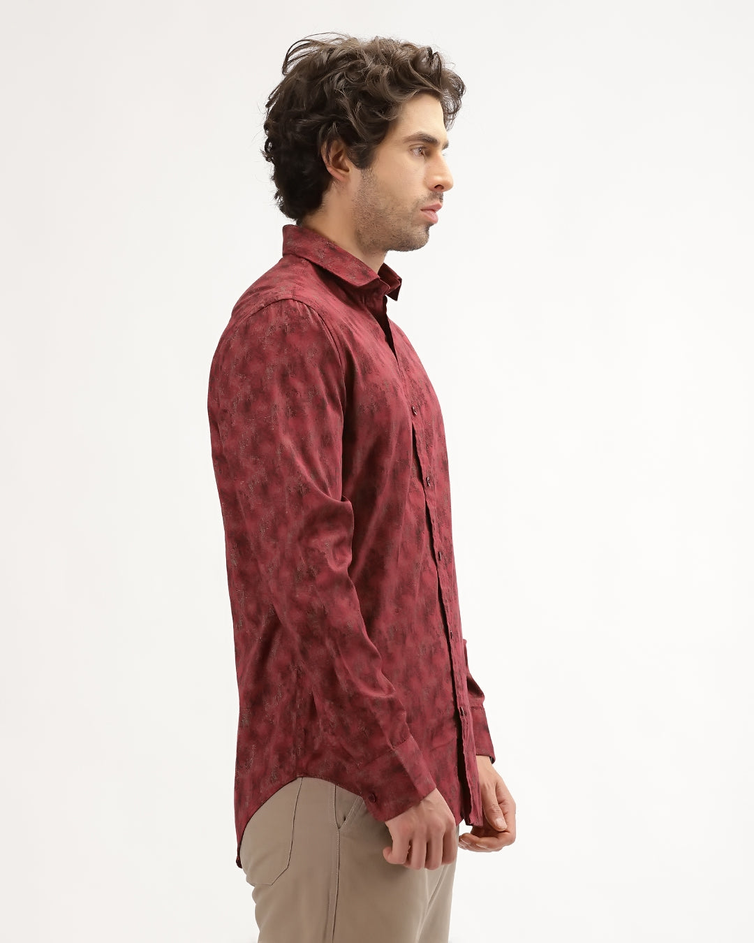 Velin- Regular Fit Satin Abstract Print Shirt