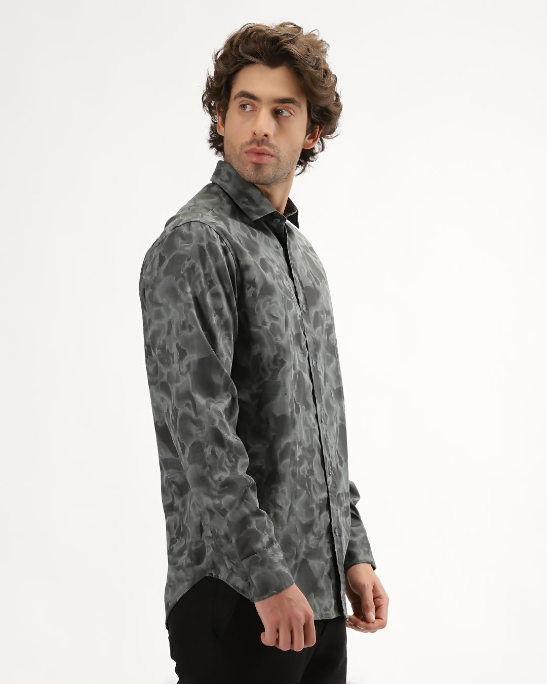 Velin - Regular Fit Satin Abstract Print Shirt