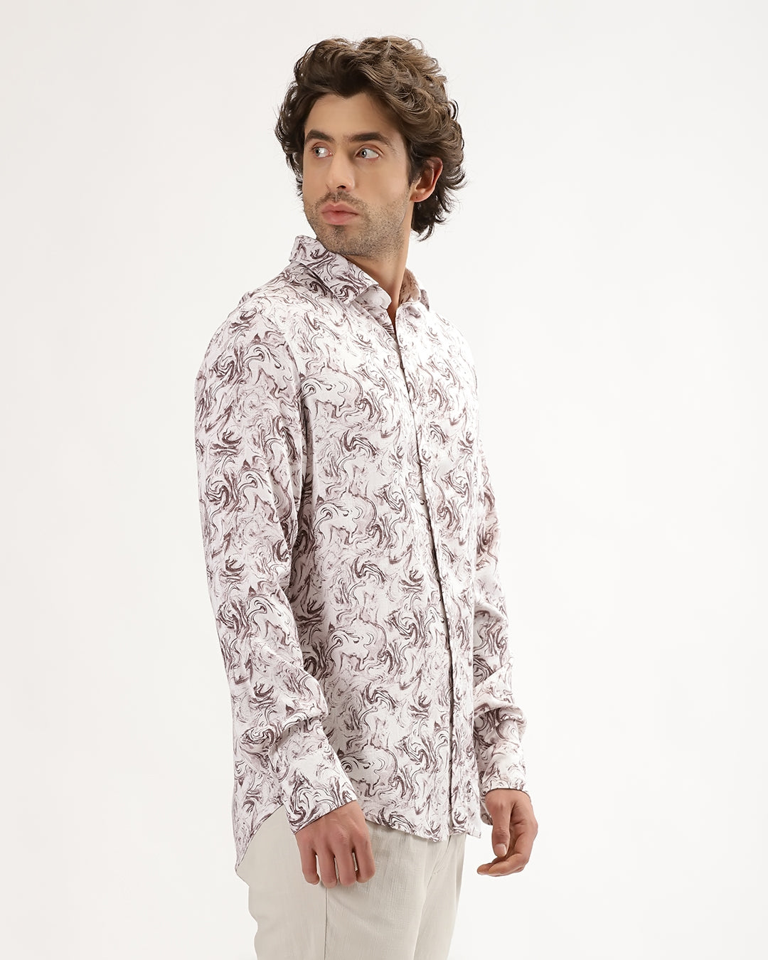 Cirex -  Regular Fit Viscose Abstract Print Shirt