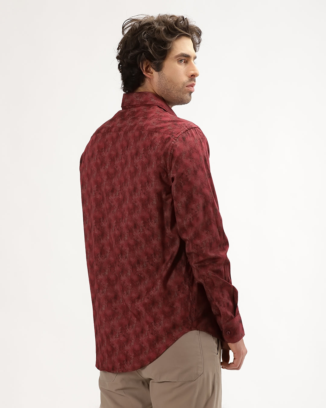 Velin- Regular Fit Satin Abstract Print Shirt