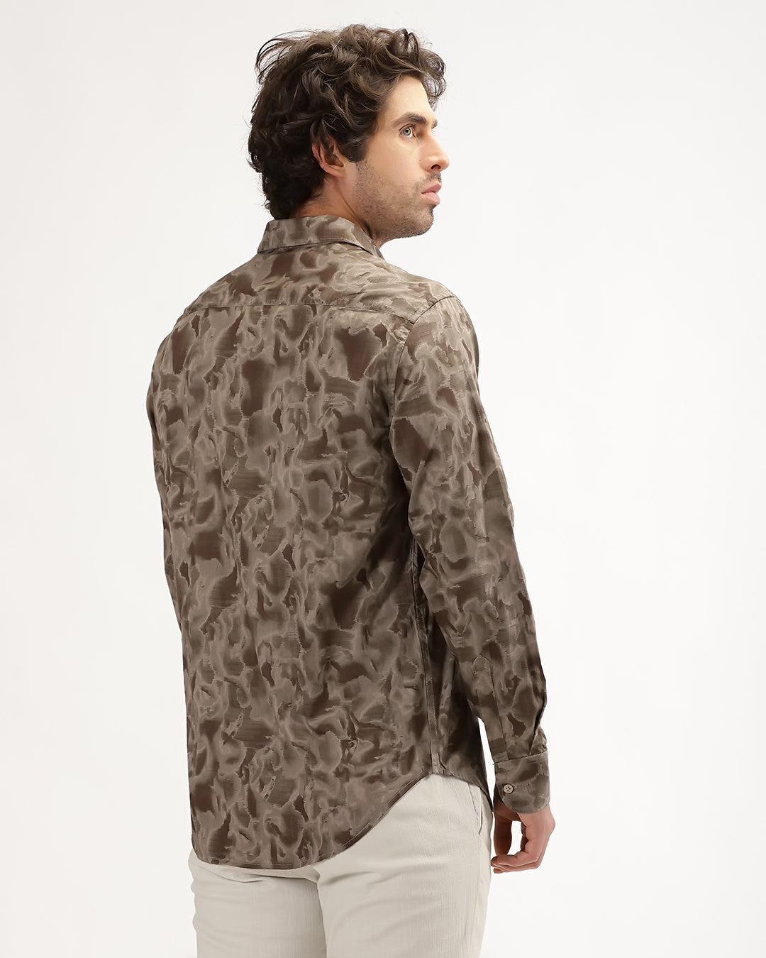 Velin - Regular Fit Satin Abstract Print Shirt
