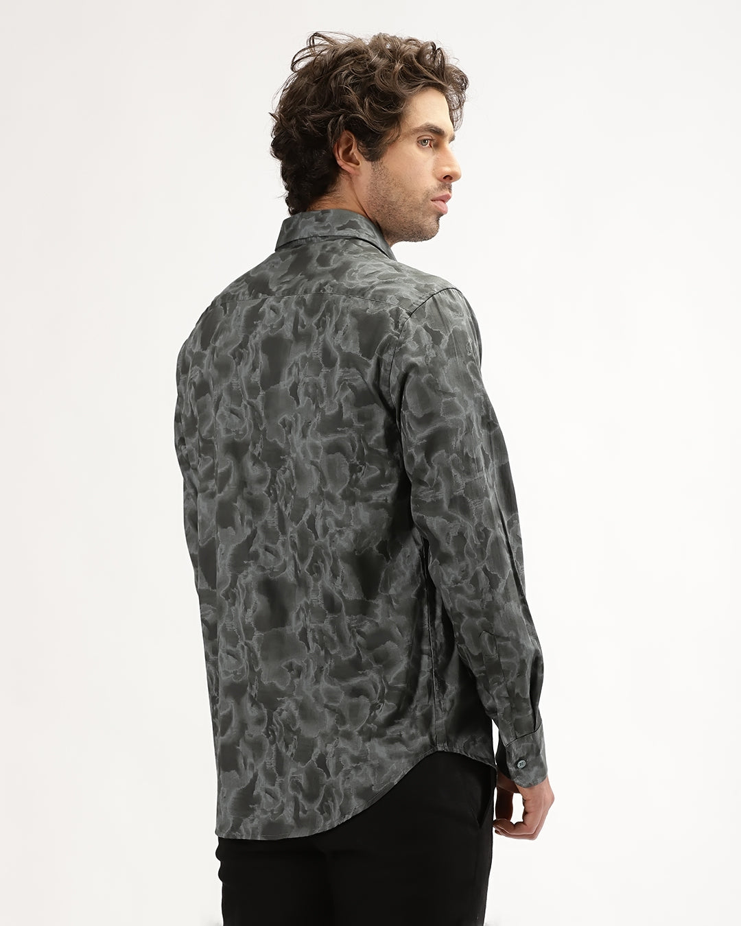Velin - Regular Fit Satin Abstract Print Shirt