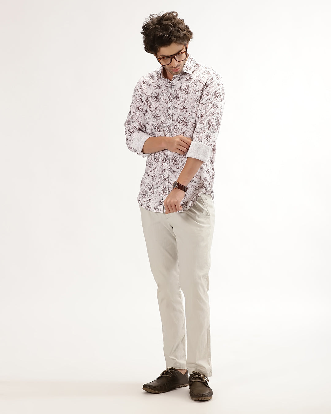 Cirex -  Regular Fit Viscose Abstract Print Shirt