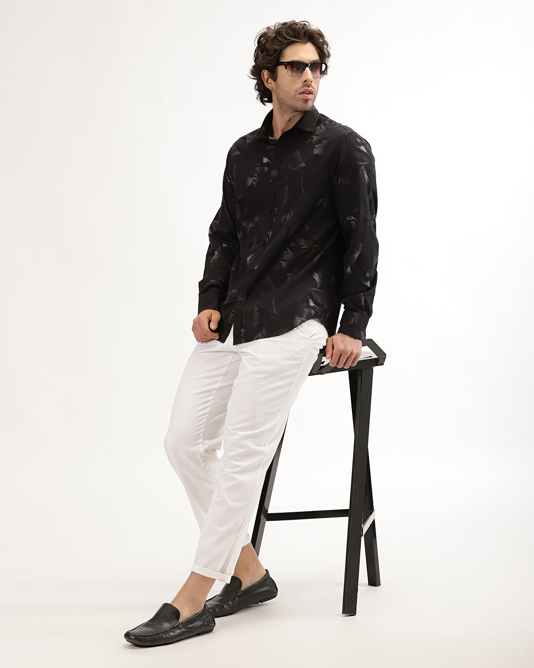 Velin- Regular Fit Satin Floral Print Shirt
