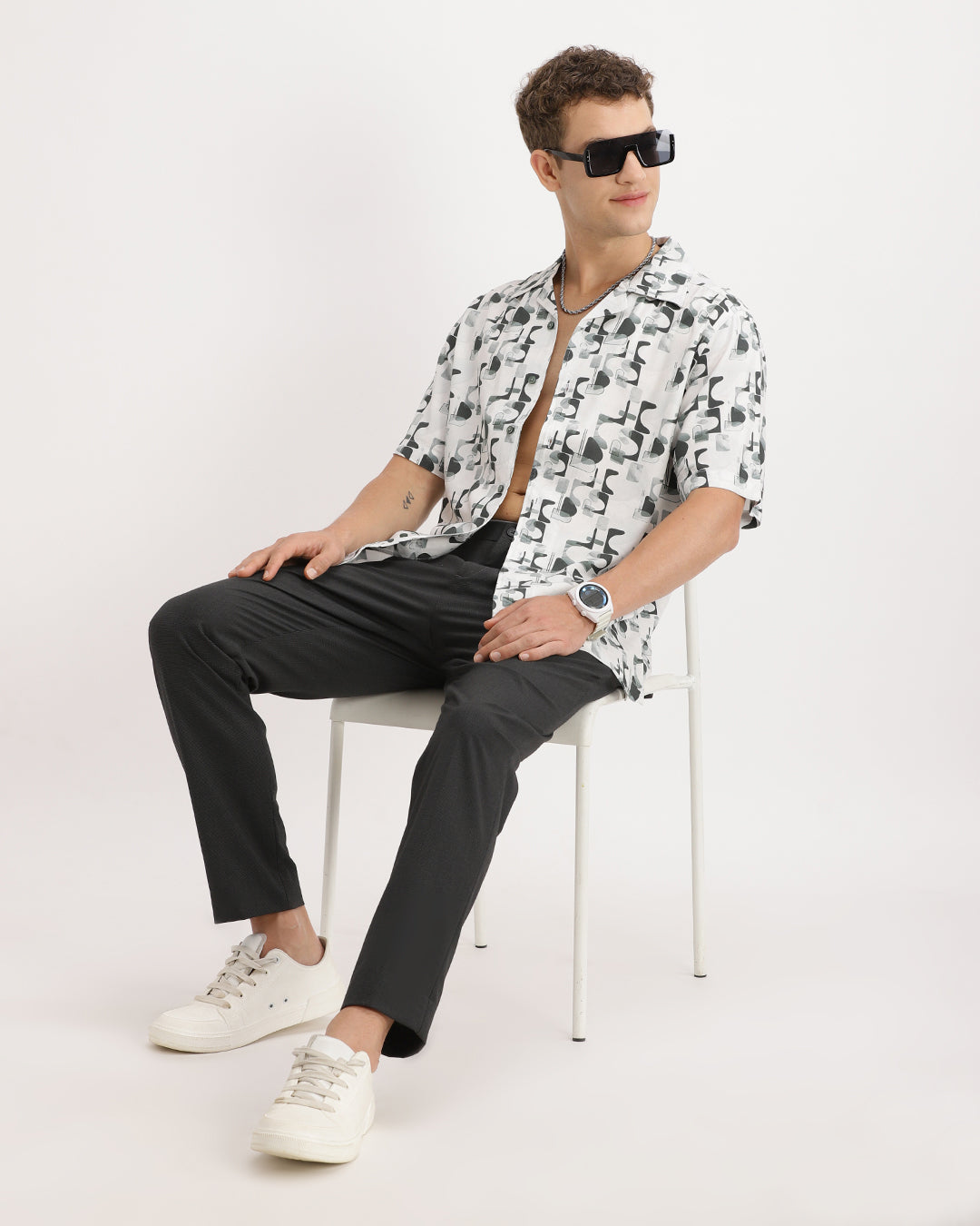 Cirex -  Regular Fit Viscose Abstract Print Shirt