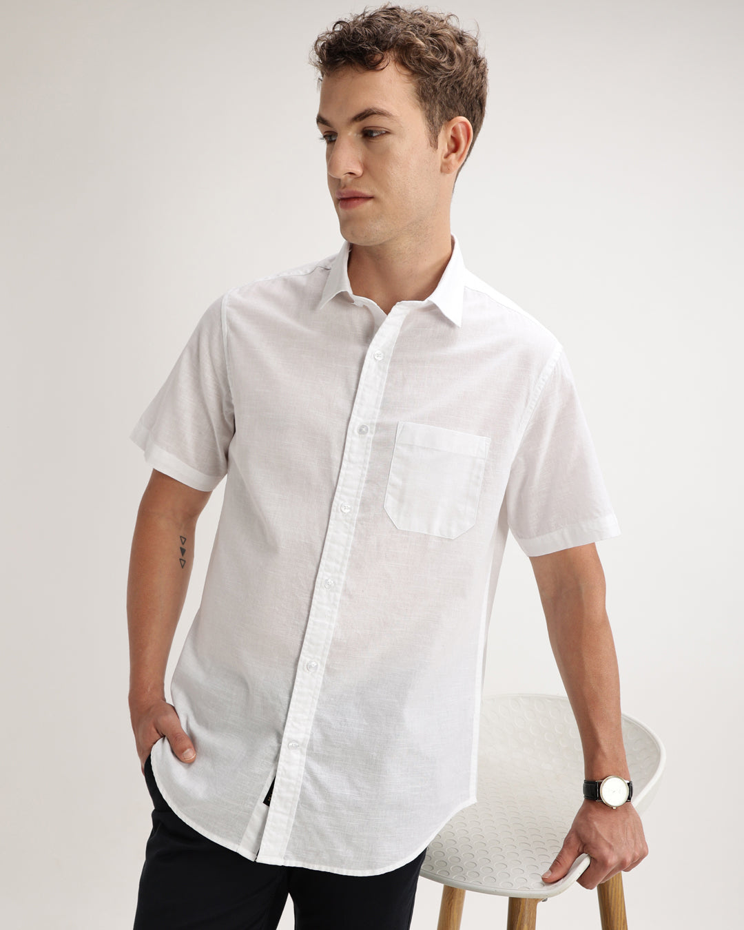 Drixel- Regular Fit Satin Plain Shirt