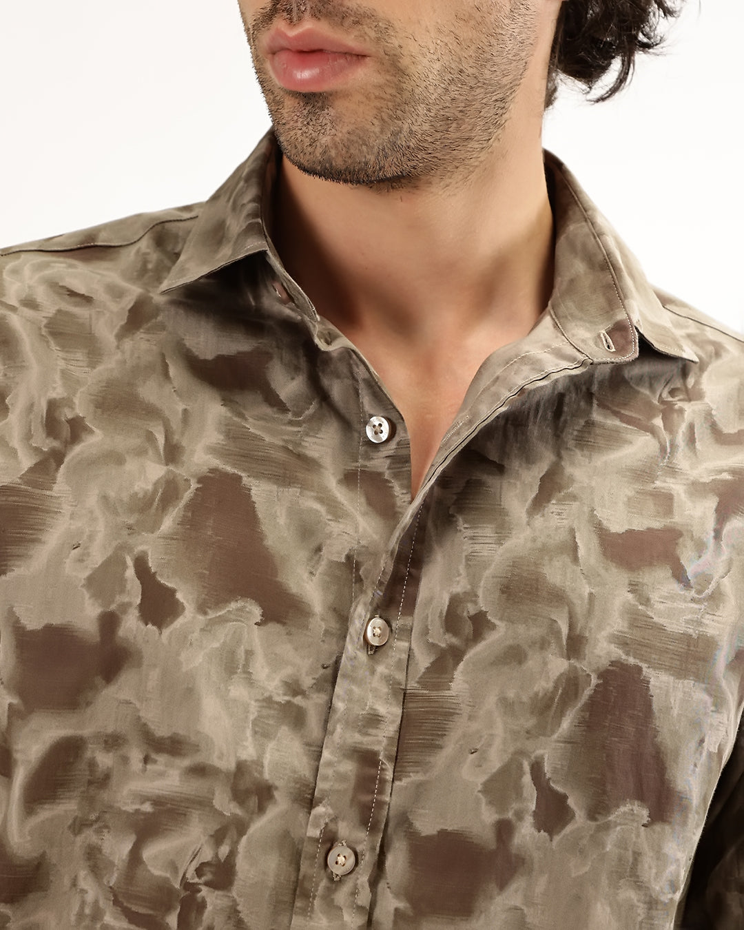 Velin - Regular Fit Satin Abstract Print Shirt