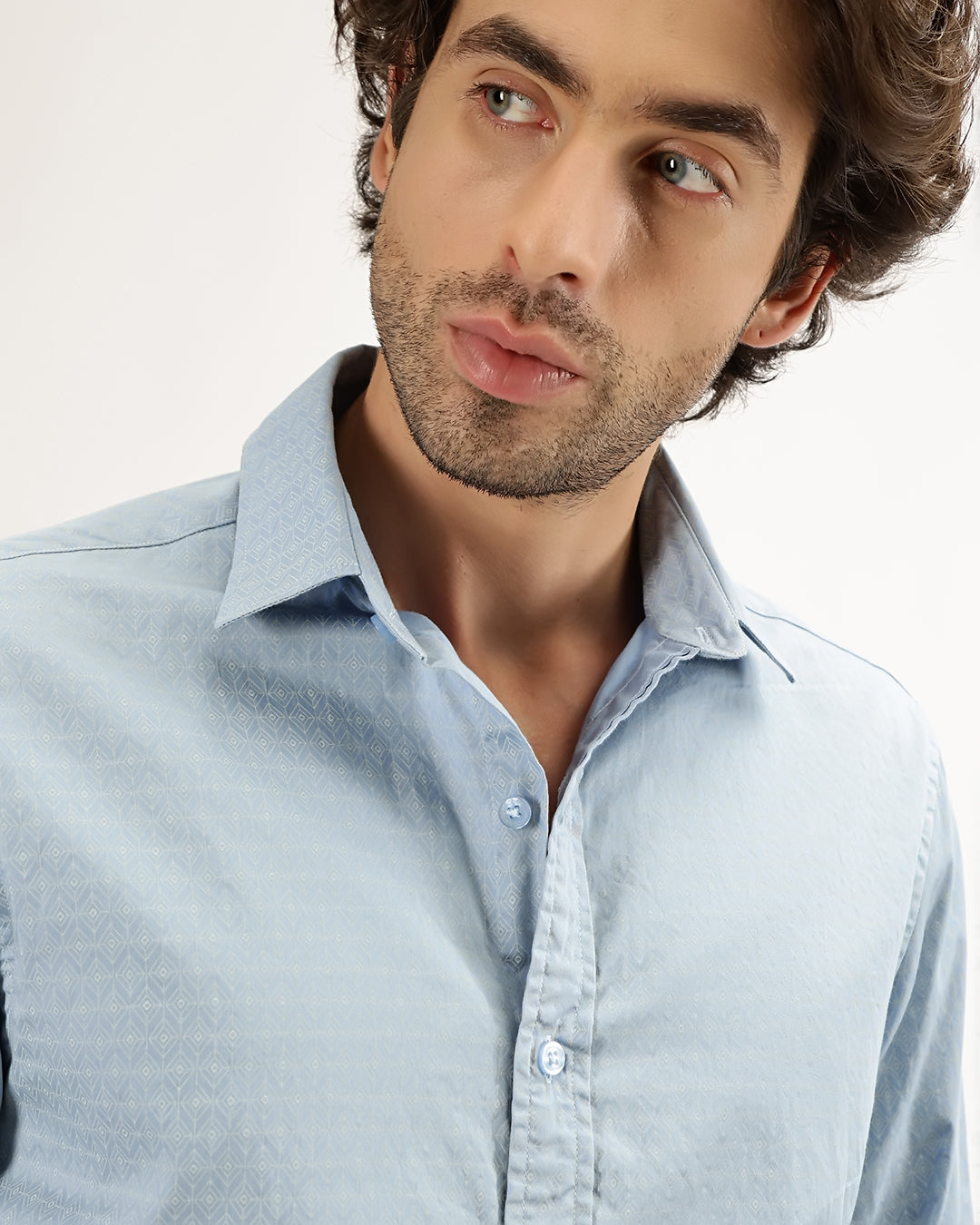 Velin- Regular Fit Satin Geometric Print Shirt