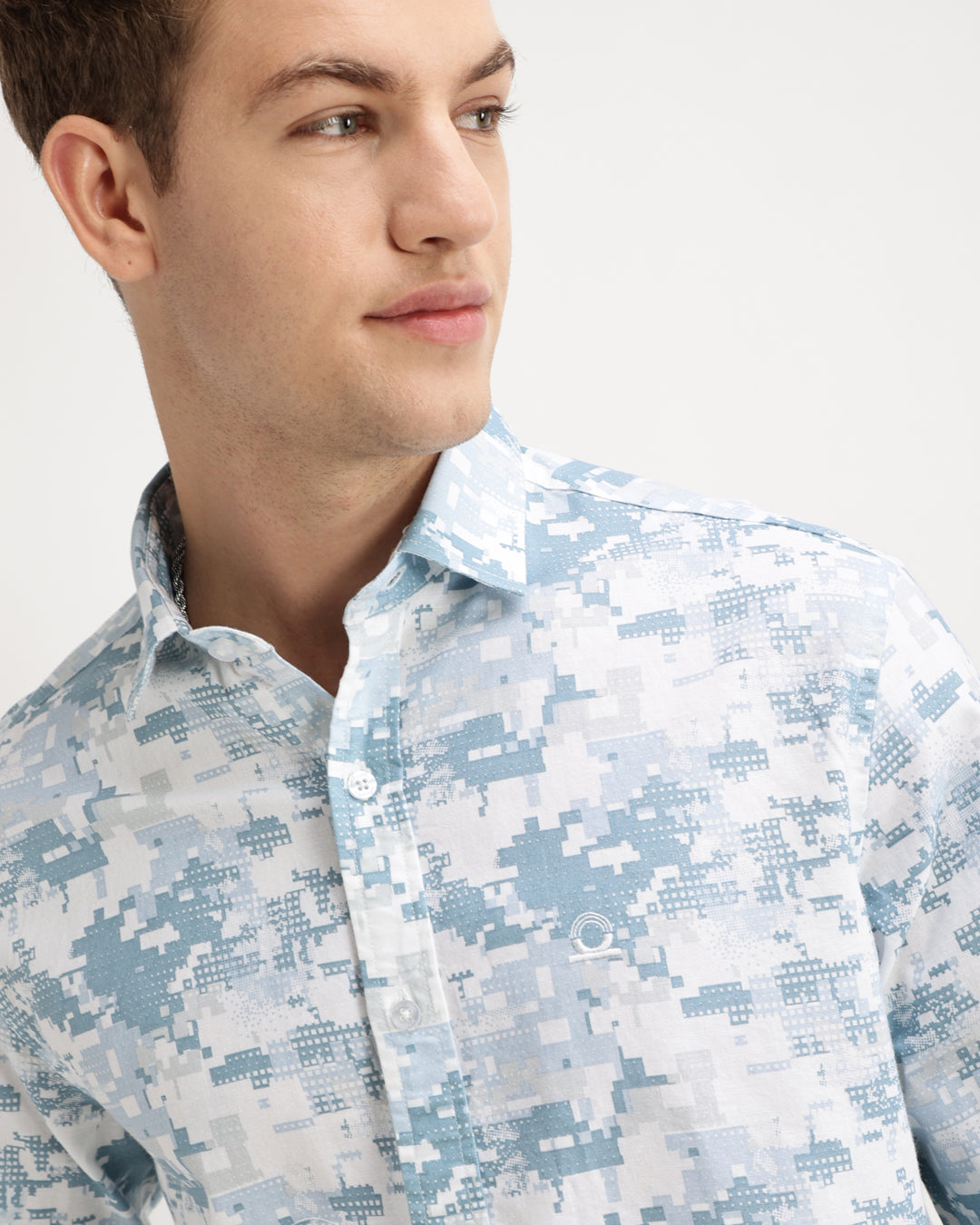 Oxlen - Regular Fit Abstract Print Shirt