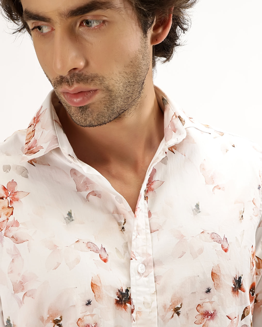 Velin- Regular Fit Satin Floral Print Shirt