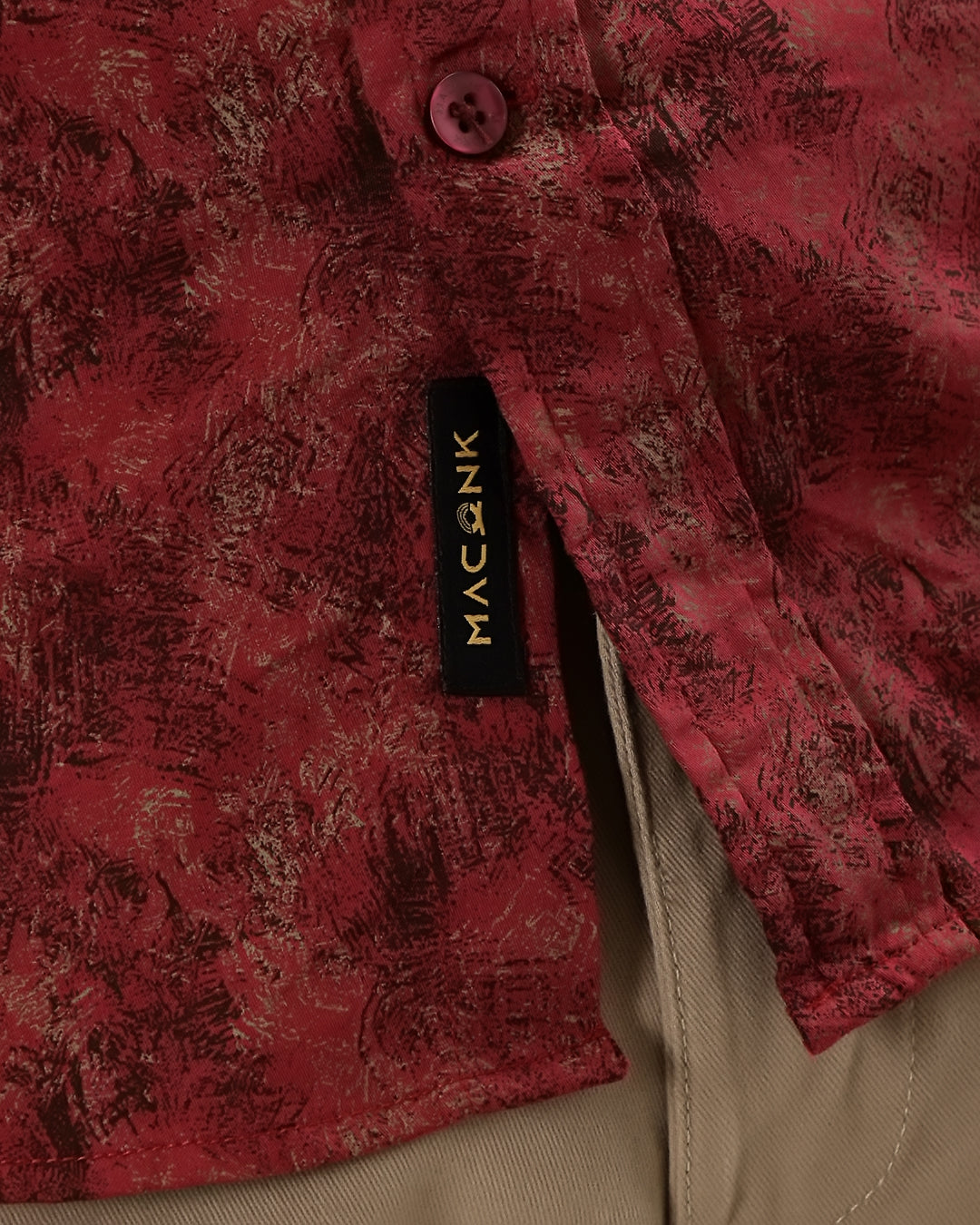 Velin- Regular Fit Satin Abstract Print Shirt