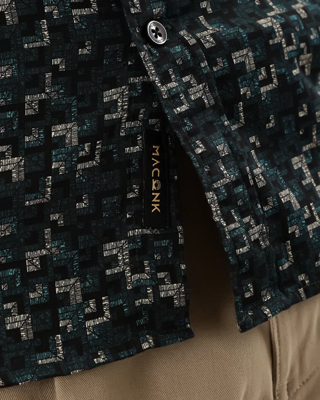 Velin- Regular Fit Satin Geometric Print Shirt