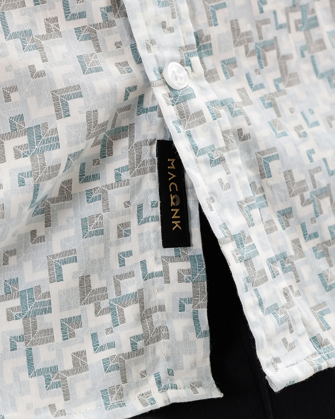 Velin- Regular Fit Satin Geometric Print Shirt